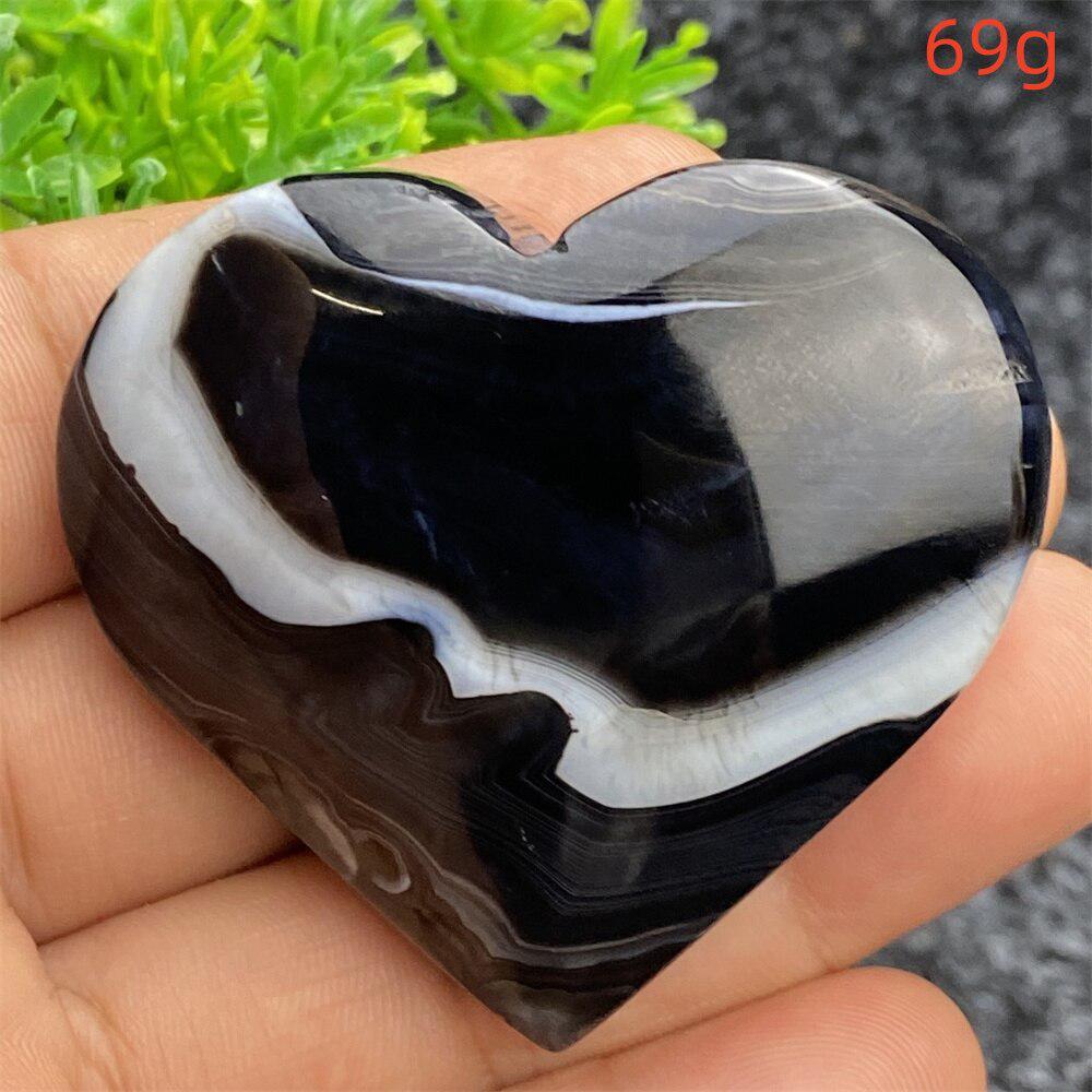 Black Agate Crystal Heart