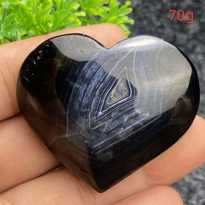 Black Agate Crystal Heart