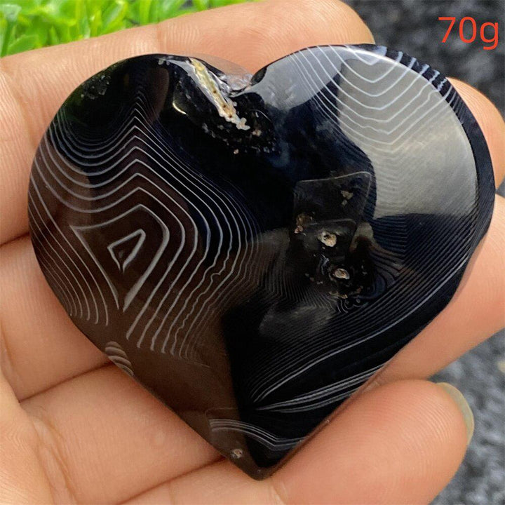 Black Agate Crystal Heart