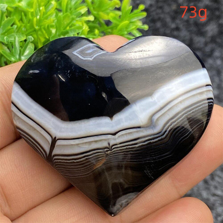 Black Agate Crystal Heart