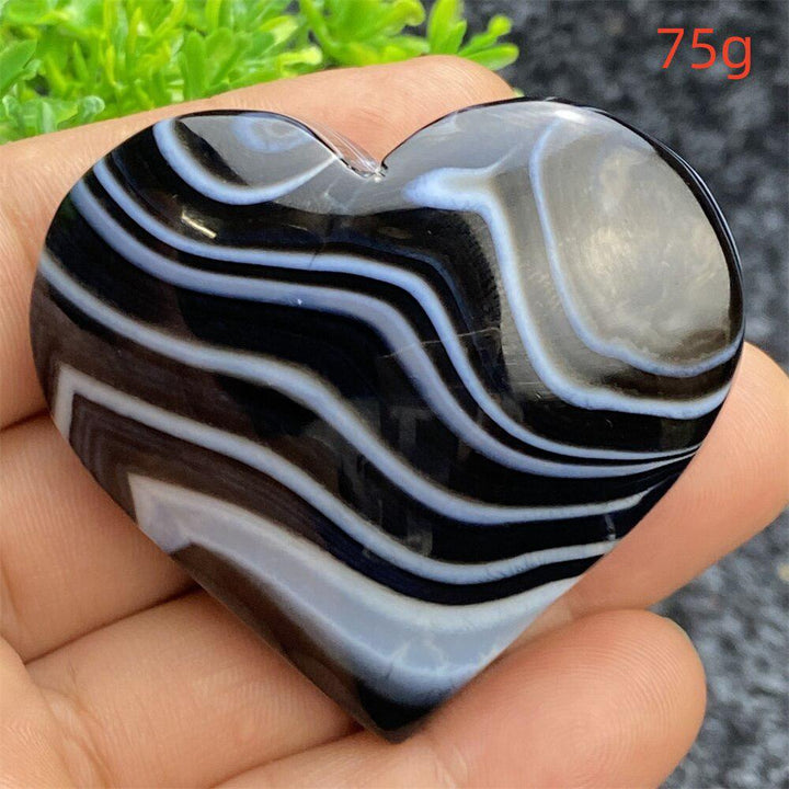 Black Agate Crystal Heart