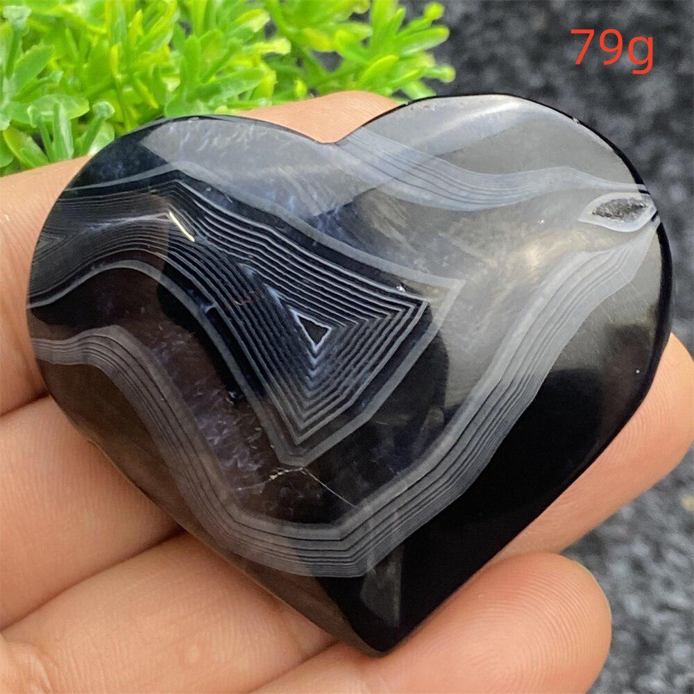 Black Agate Crystal Heart