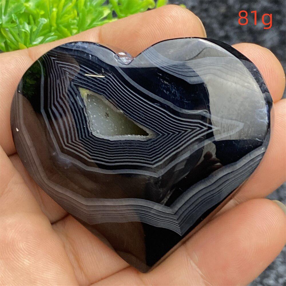 Black Agate Crystal Heart