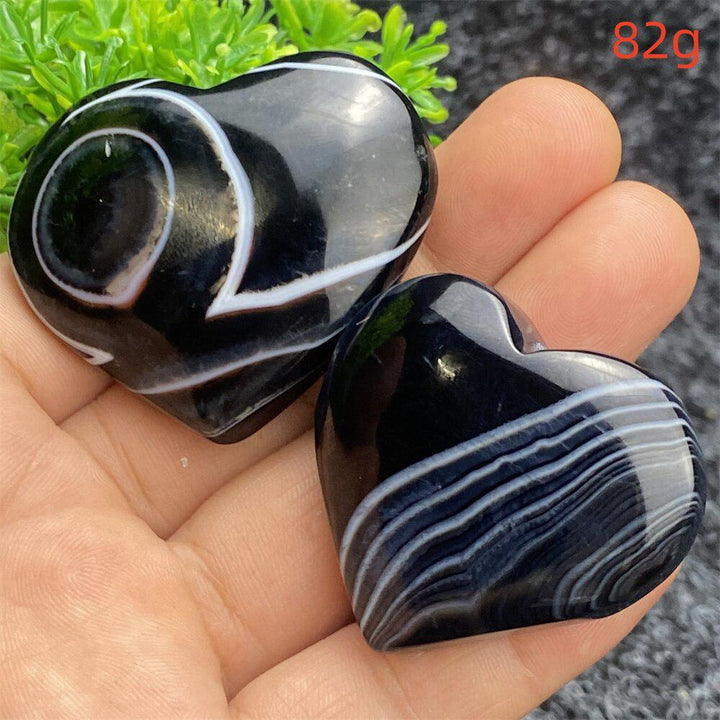 Black Agate Crystal Heart