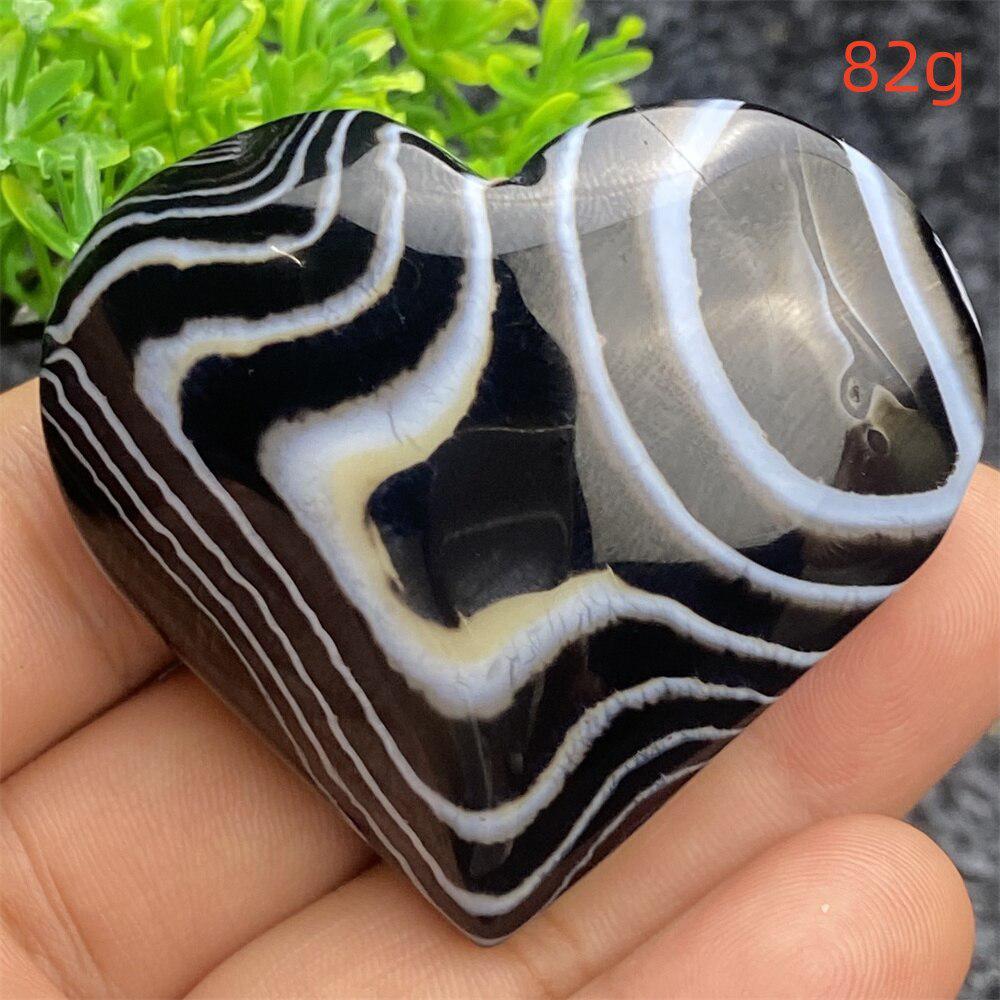 Black Agate Crystal Heart