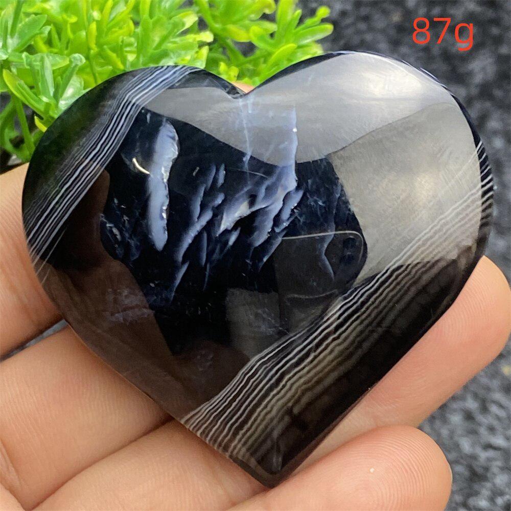 Black Agate Crystal Heart