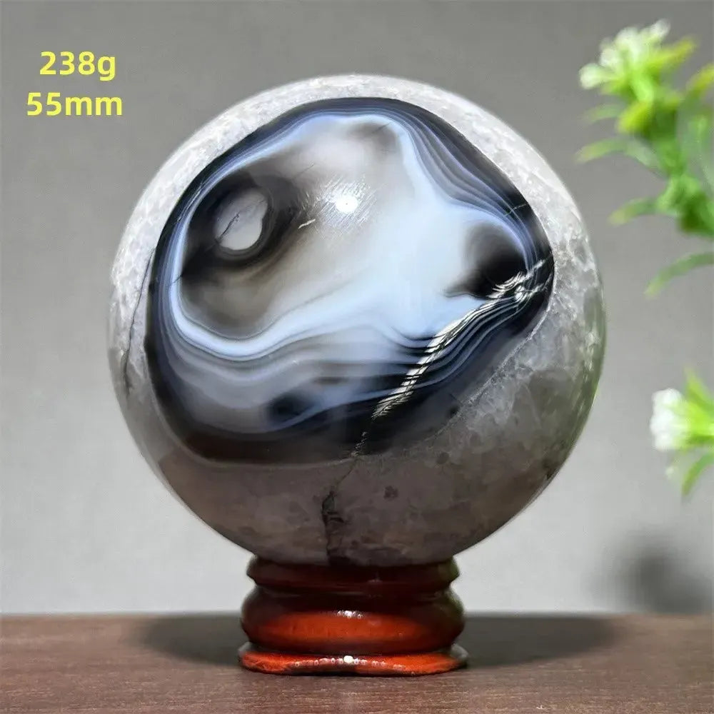 Black Agate Crystal Spheres-Spheres-Crystal Destiny-Black Agate-1 238g 55mm-Crystal Destiny