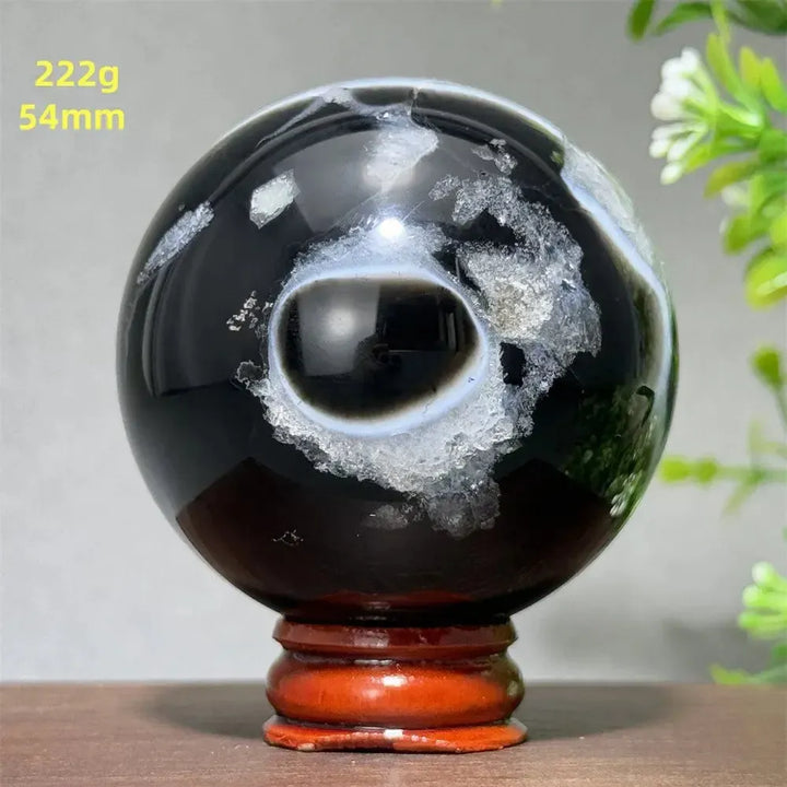 Black Agate Crystal Spheres-Spheres-Crystal Destiny-Black Agate-12 222g 54mm-Crystal Destiny