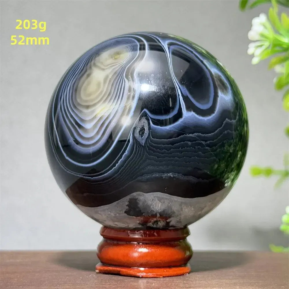 Black Agate Crystal Spheres-Spheres-Crystal Destiny-Black Agate-13 203g 52mm-Crystal Destiny
