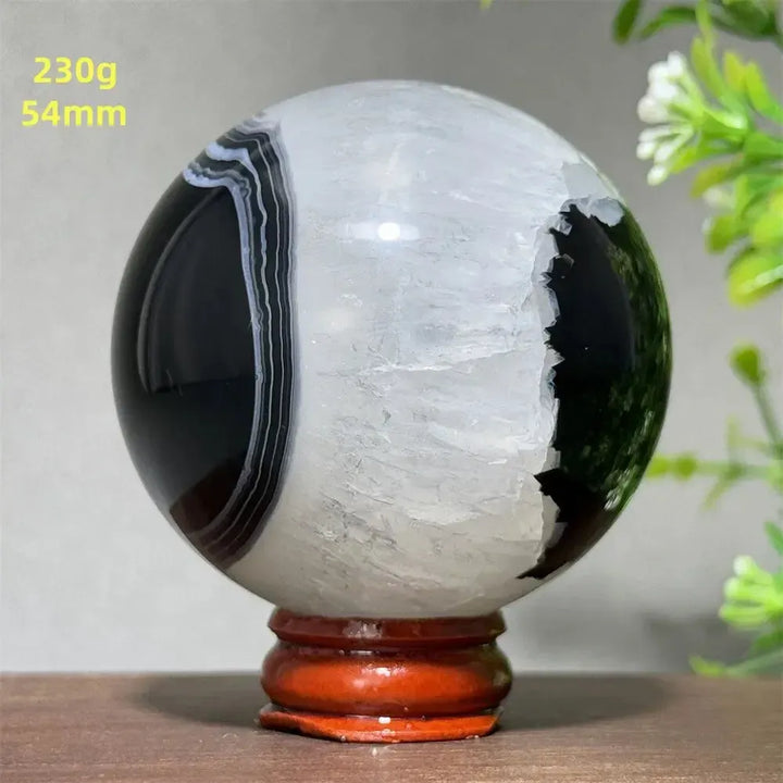 Black Agate Crystal Spheres-Spheres-Crystal Destiny-Black Agate-15 230g 54mm-Crystal Destiny