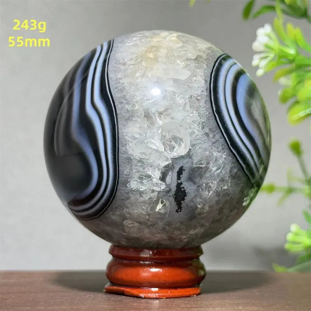 Black Agate Crystal Spheres-Spheres-Crystal Destiny-Black Agate-16 243g 55mm-Crystal Destiny