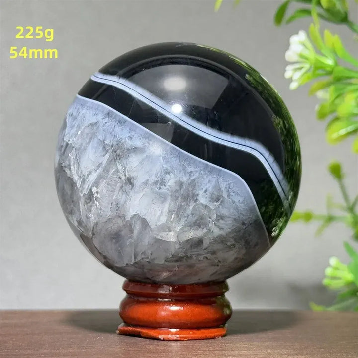 Black Agate Crystal Spheres-Spheres-Crystal Destiny-Black Agate-17 225g 54mm-Crystal Destiny