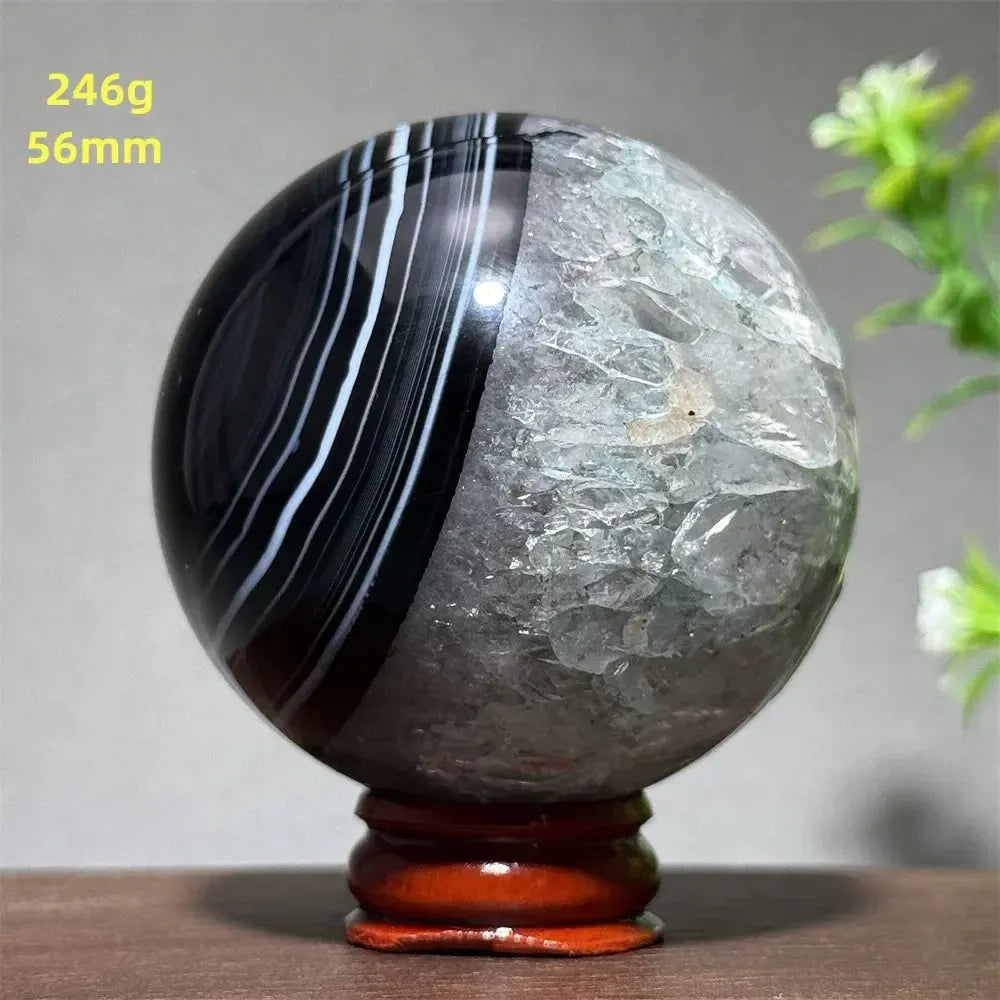 Black Agate Crystal Spheres-Spheres-Crystal Destiny-Black Agate-18 246g 56mm-Crystal Destiny