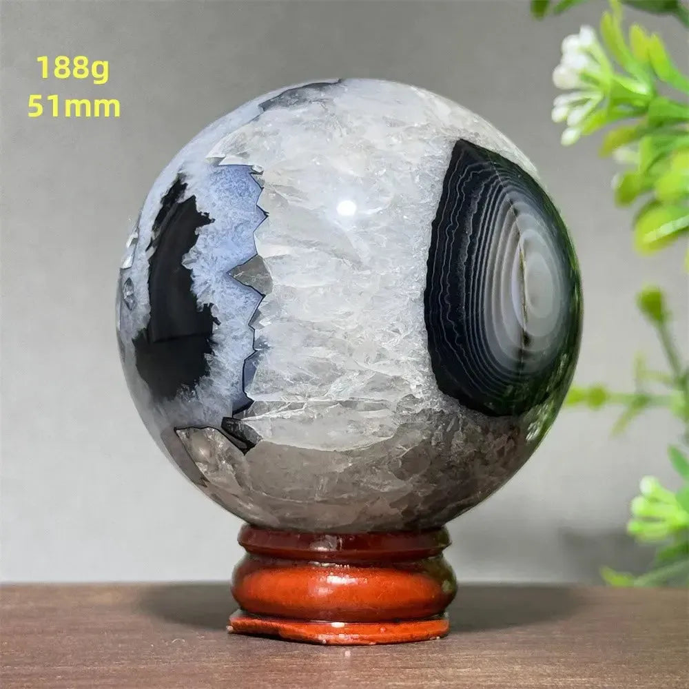 Black Agate Crystal Spheres-Spheres-Crystal Destiny-Black Agate-19 188g 51mm-Crystal Destiny