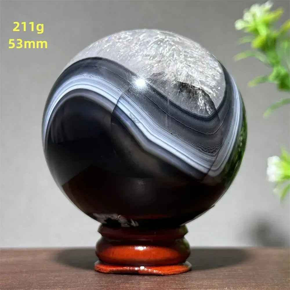 Black Agate Crystal Spheres-Spheres-Crystal Destiny-Black Agate-2 211g 53mm-Crystal Destiny