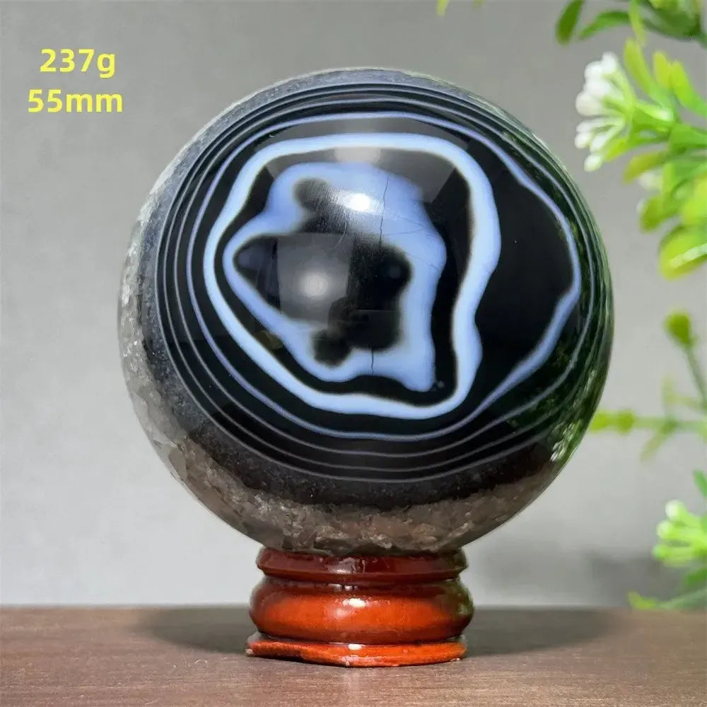 Black Agate Crystal Spheres-Spheres-Crystal Destiny-Black Agate-20 237g 55mm-Crystal Destiny