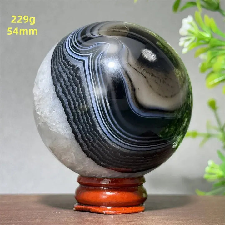 Black Agate Crystal Spheres-Spheres-Crystal Destiny-Black Agate-21 229g 54mm-Crystal Destiny