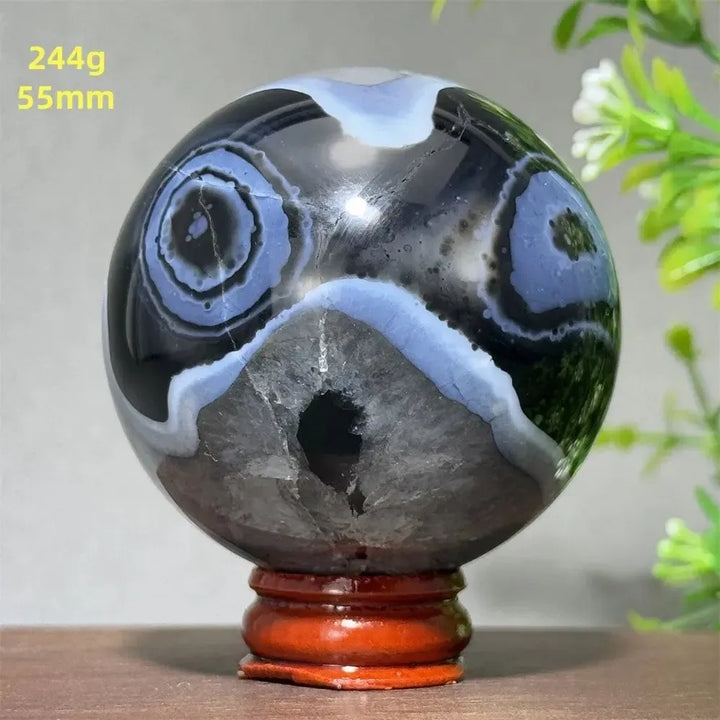 Black Agate Crystal Spheres-Spheres-Crystal Destiny-Black Agate-22 244g 55mm-Crystal Destiny