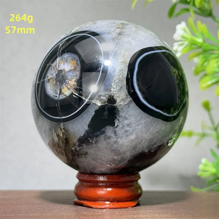 Black Agate Crystal Spheres-Spheres-Crystal Destiny-Black Agate-24 264g 57mm-Crystal Destiny