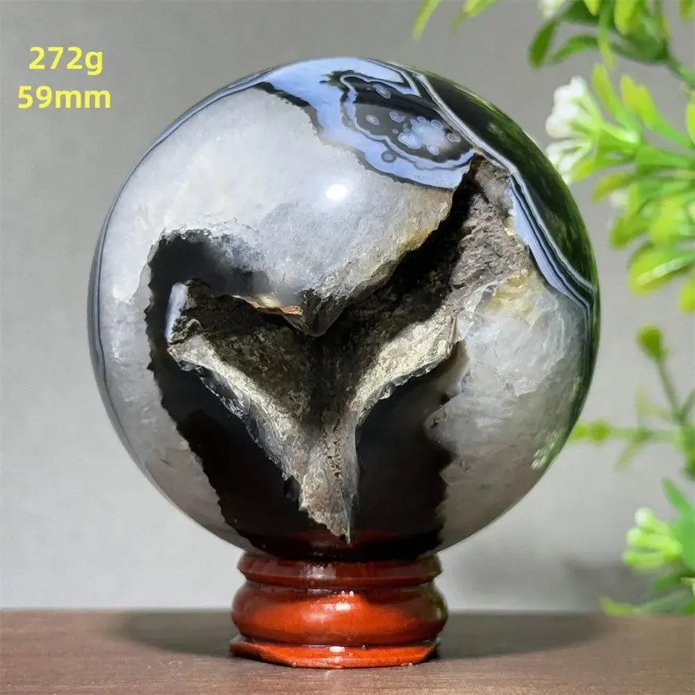 Black Agate Crystal Spheres-Spheres-Crystal Destiny-Black Agate-25 272g 59mm-Crystal Destiny