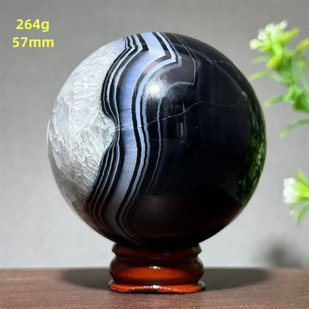 Black Agate Crystal Spheres-Spheres-Crystal Destiny-Black Agate-26 264g 57mm-Crystal Destiny