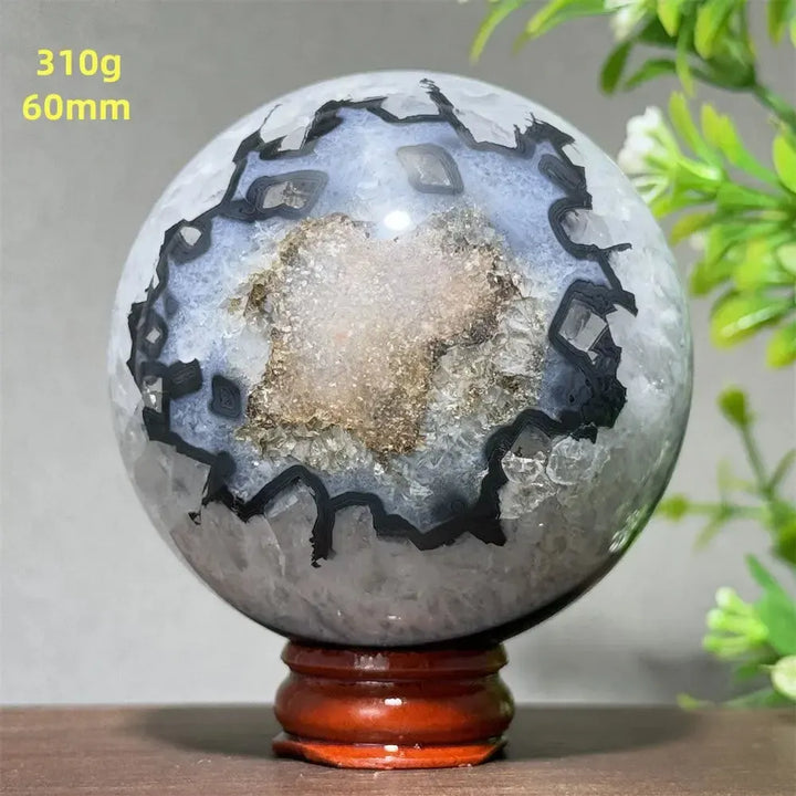 Black Agate Crystal Spheres-Spheres-Crystal Destiny-Black Agate-27 310g 60mm-Crystal Destiny