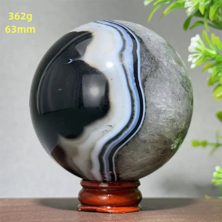 Black Agate Crystal Spheres-Spheres-Crystal Destiny-Black Agate-29 362g 63mm-Crystal Destiny