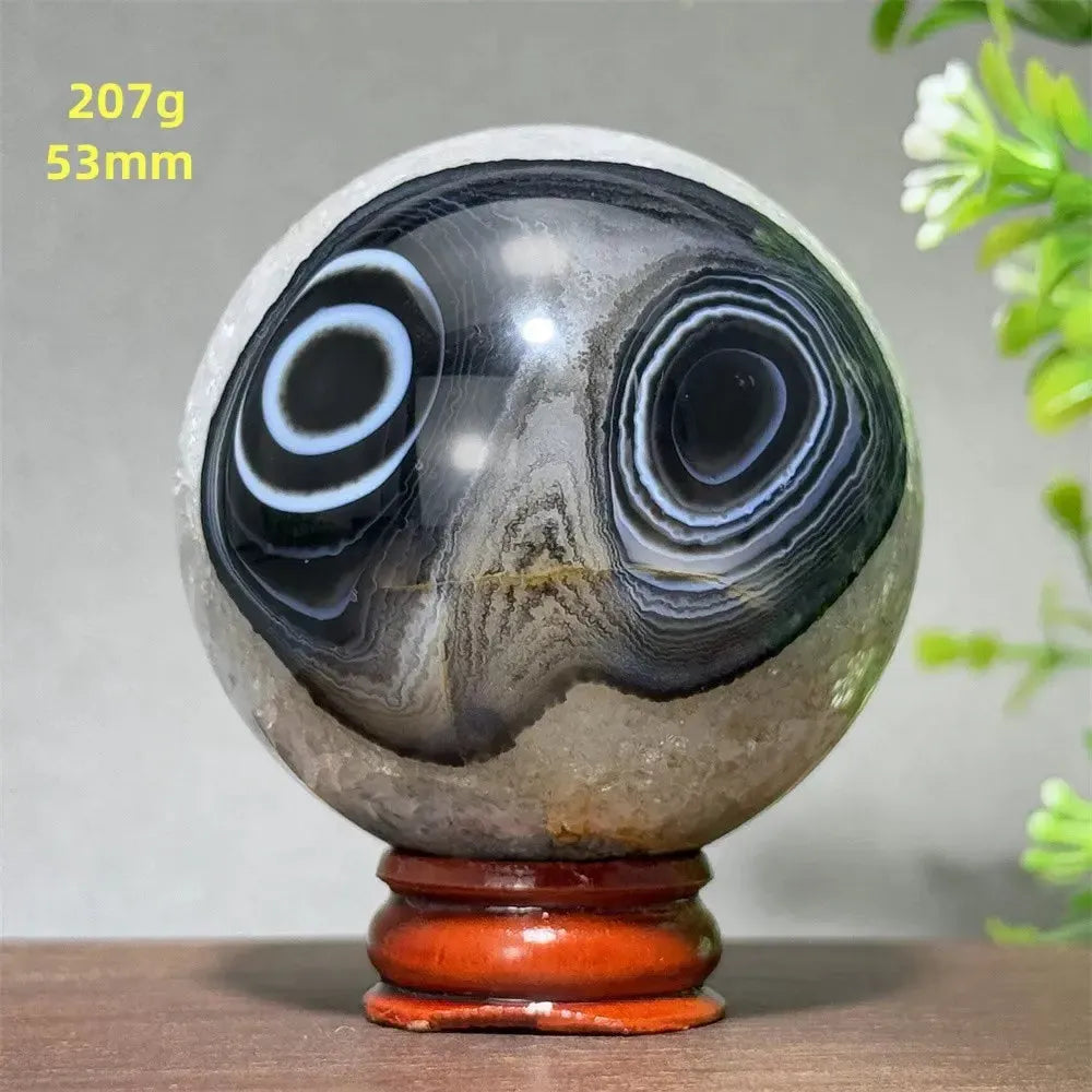 Black Agate Crystal Spheres-Spheres-Crystal Destiny-Black Agate-3 207g 53mm-Crystal Destiny