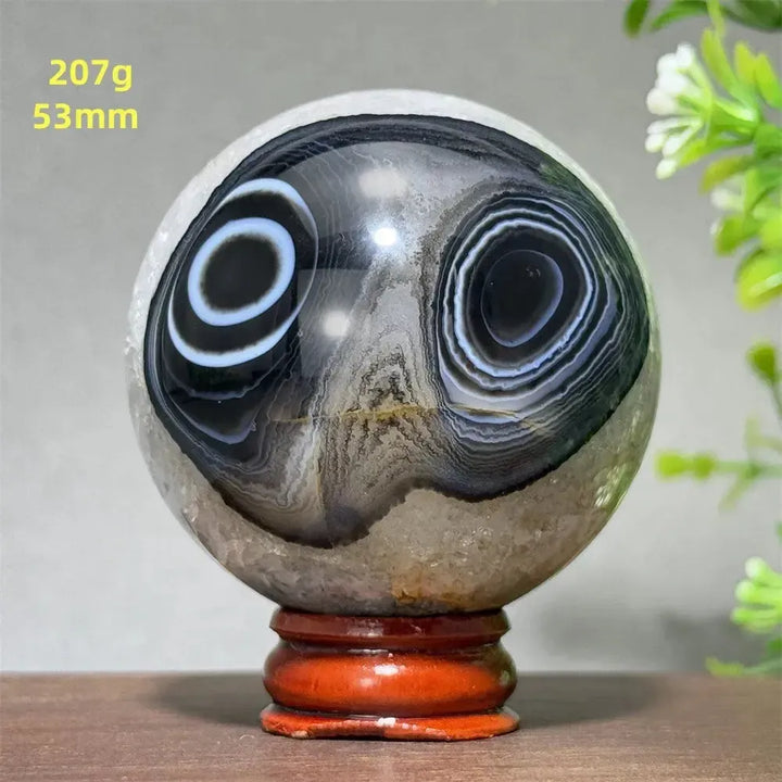 Black Agate Crystal Spheres-Spheres-Crystal Destiny-Black Agate-3 207g 53mm-Crystal Destiny