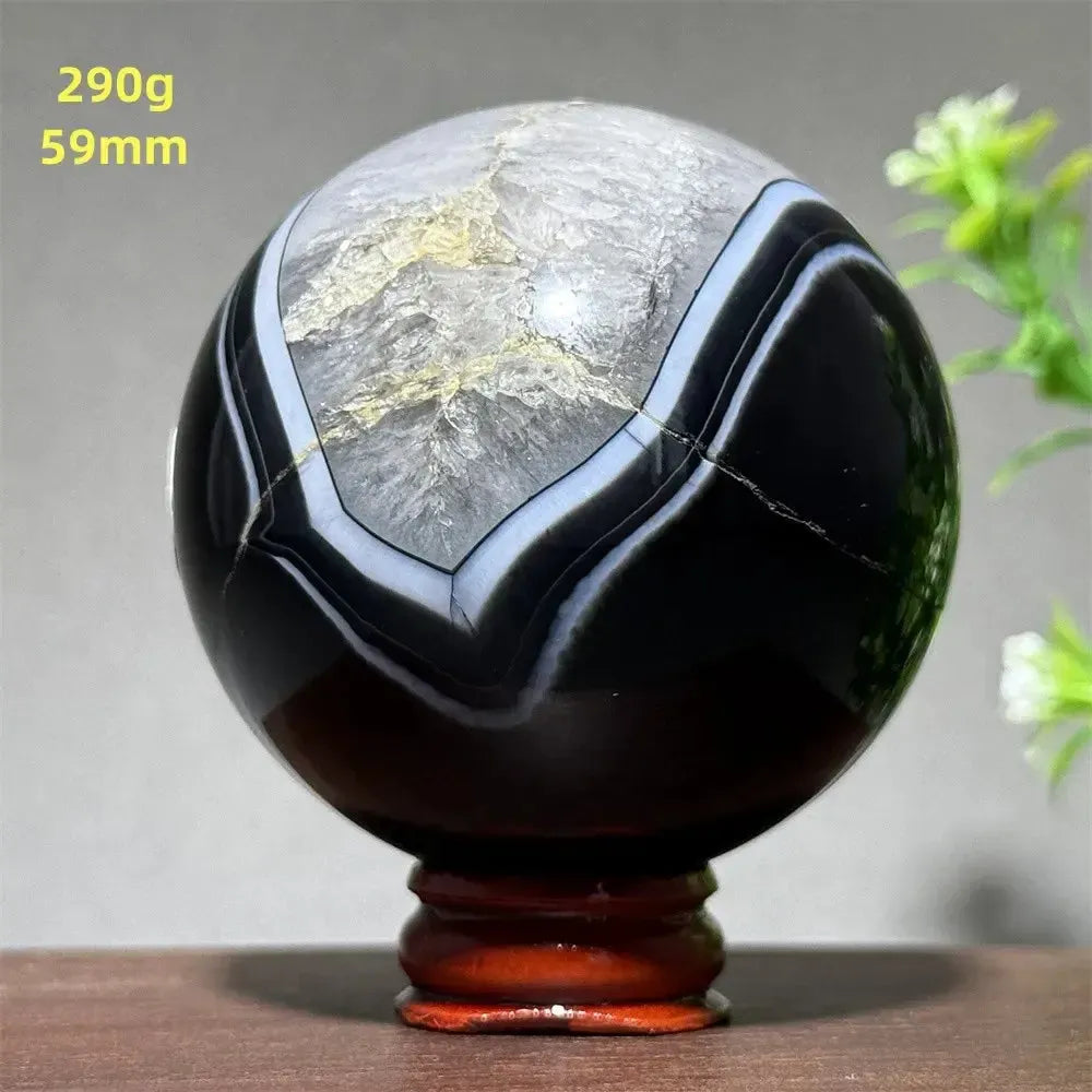 Black Agate Crystal Spheres-Spheres-Crystal Destiny-Black Agate-30 290g 59mm-Crystal Destiny