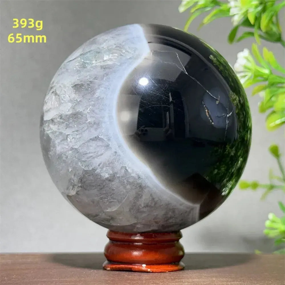 Black Agate Crystal Spheres-Spheres-Crystal Destiny-Black Agate-31 393g 65mm-Crystal Destiny