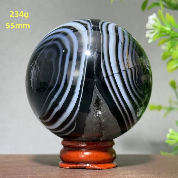Black Agate Crystal Spheres-Spheres-Crystal Destiny-Black Agate-4 234g 55mm-Crystal Destiny