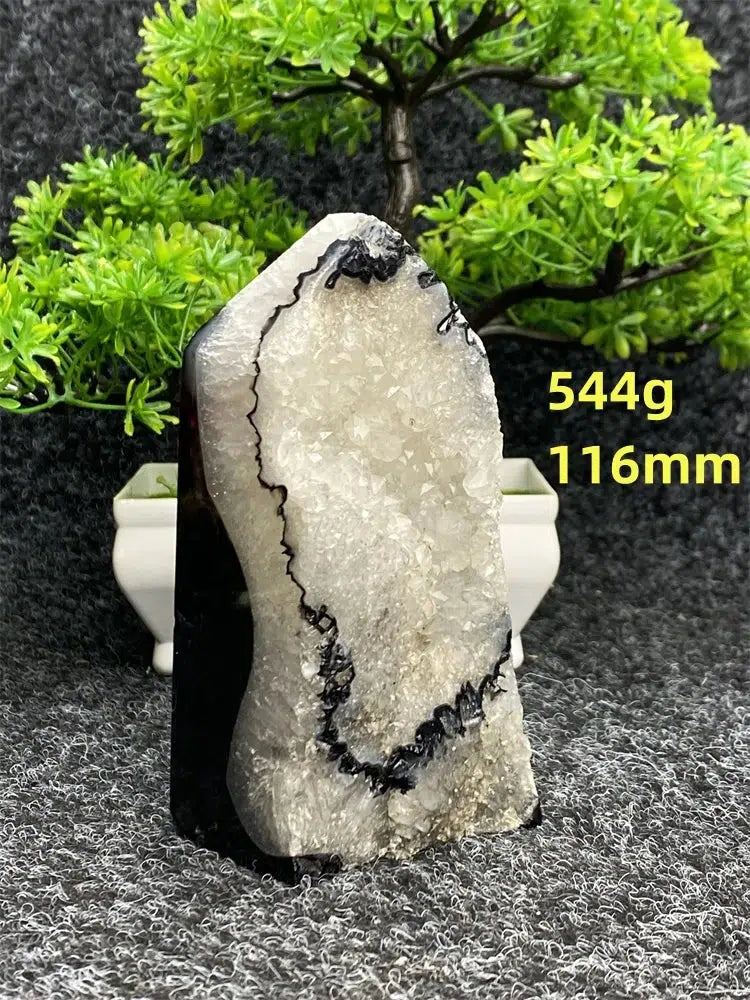 Black Agate Geode Crystal Tower