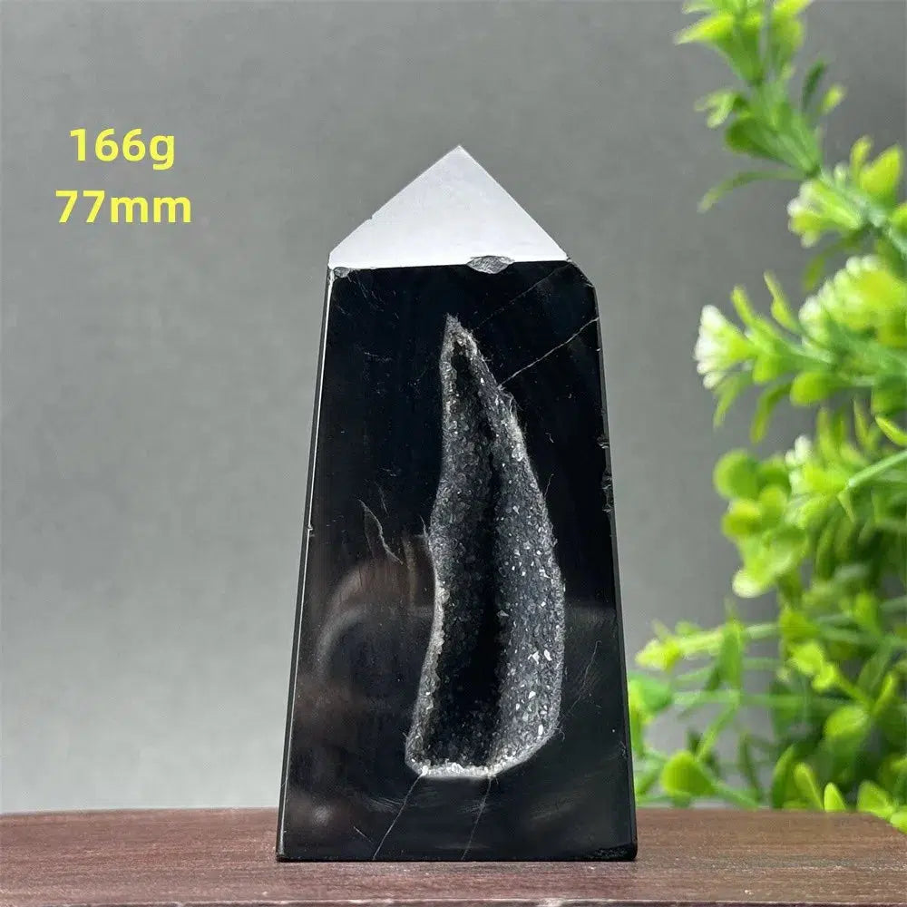 Black Agate Geode Obelisk