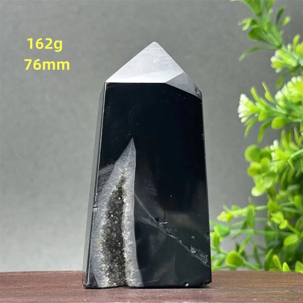 Black Agate Geode Obelisk