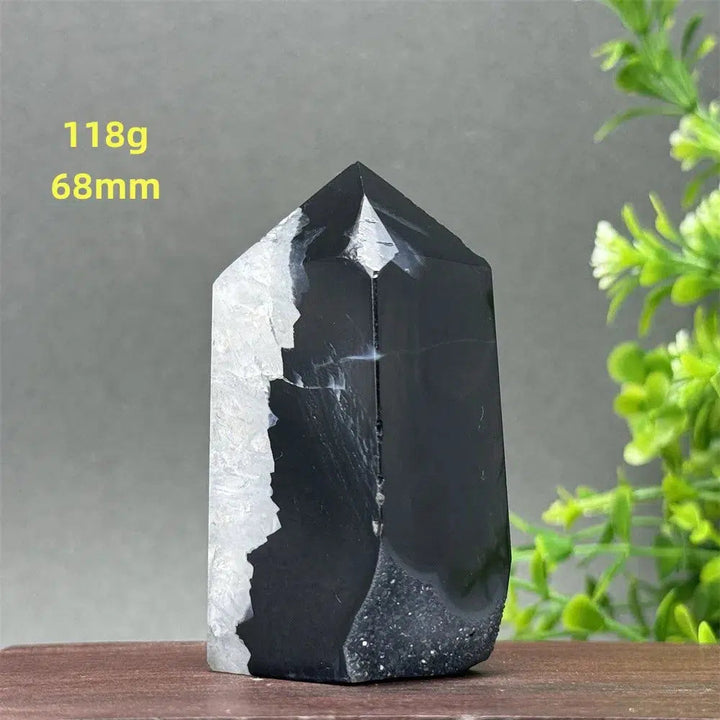 Black Agate Geode Obelisk