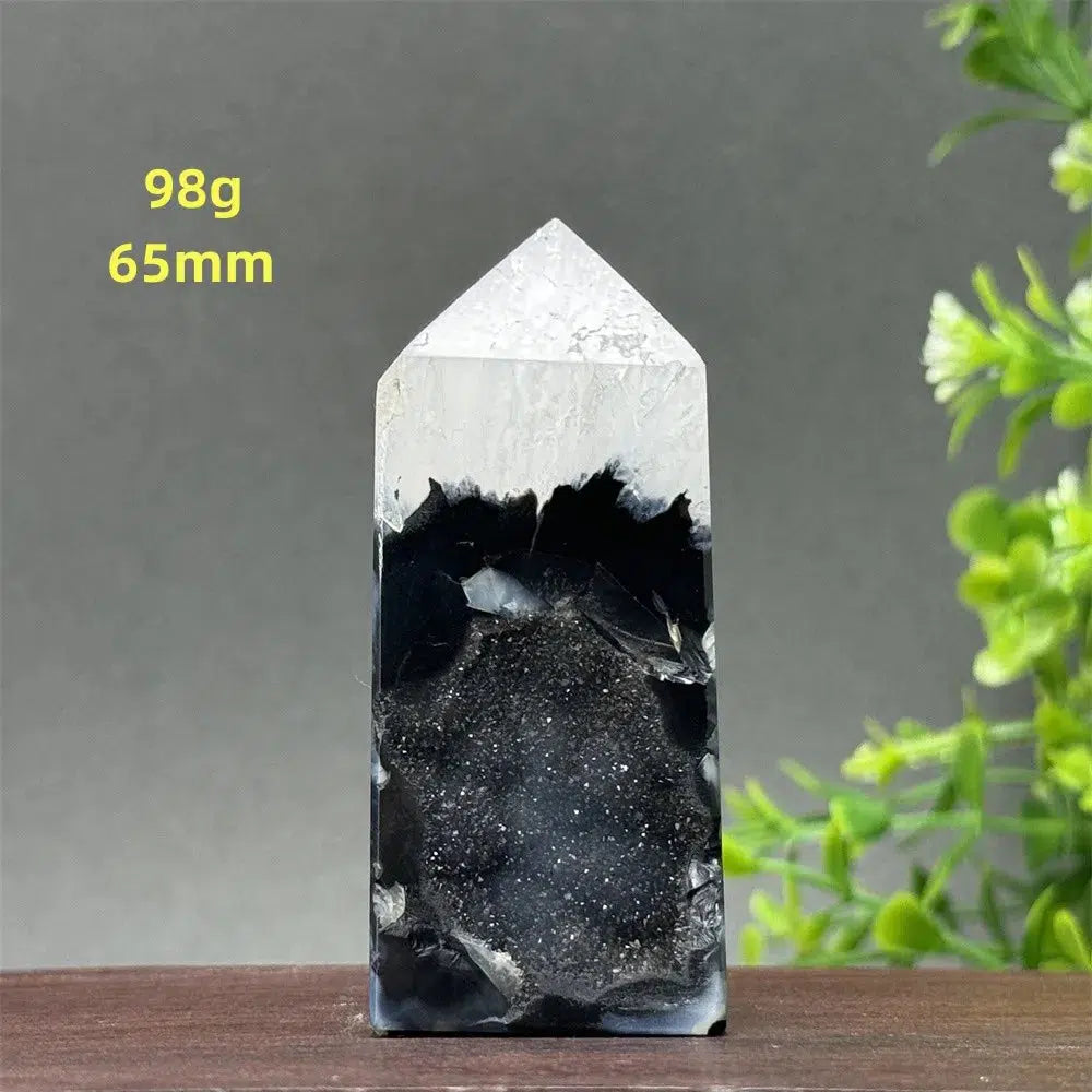 Black Agate Geode Obelisk