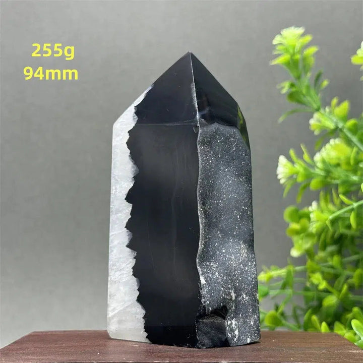 Black Agate Geode Obelisk