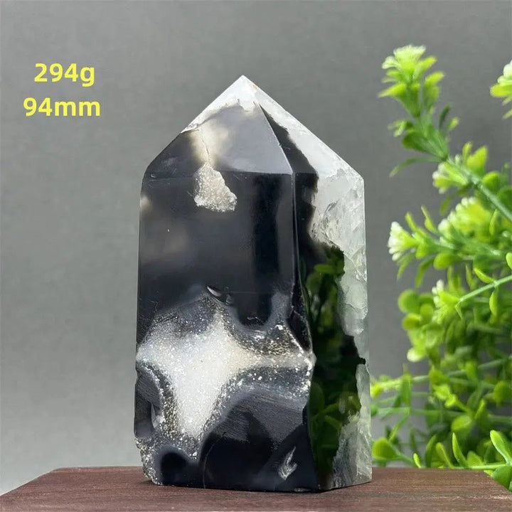 Black Agate Geode Obelisk