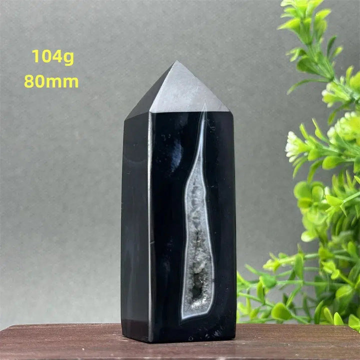 Black Agate Geode Obelisk