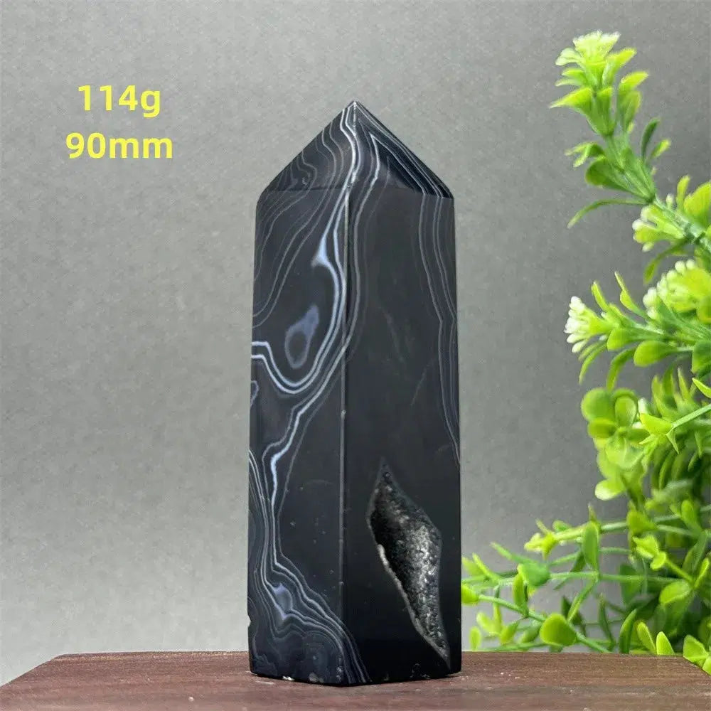 Black Agate Geode Obelisk