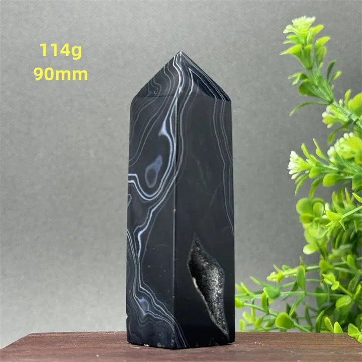 Black Agate Geode Obelisk