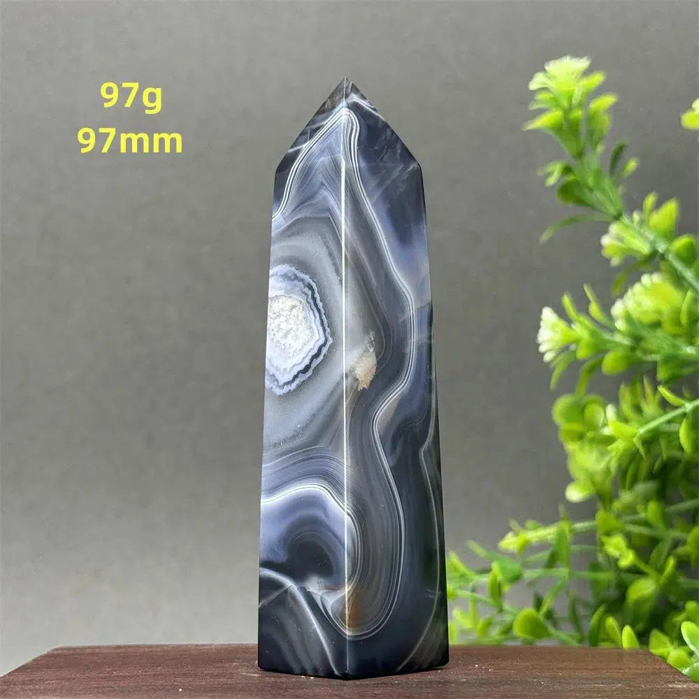 Black Agate Geode Obelisk