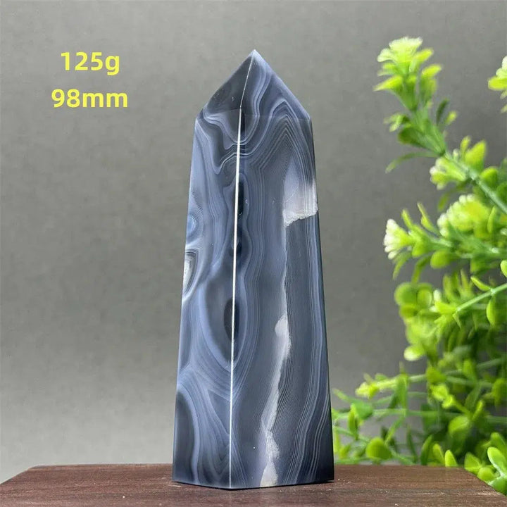 Black Agate Geode Obelisk