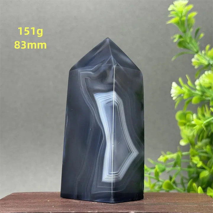 Black Agate Geode Obelisk