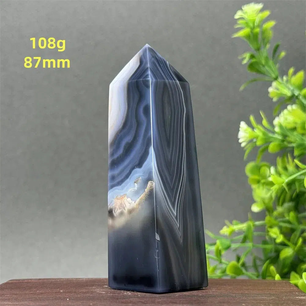 Black Agate Geode Obelisk