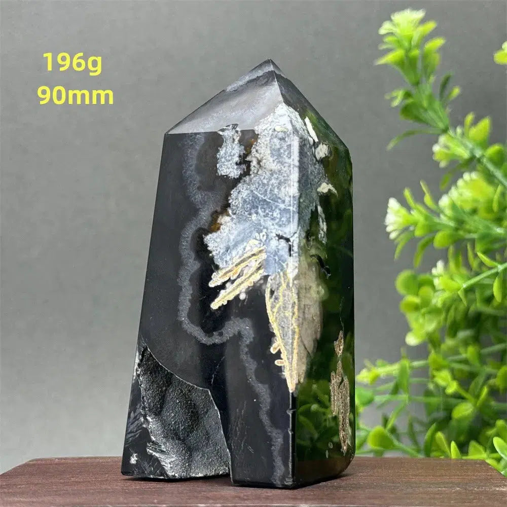 Black Agate Geode Obelisk