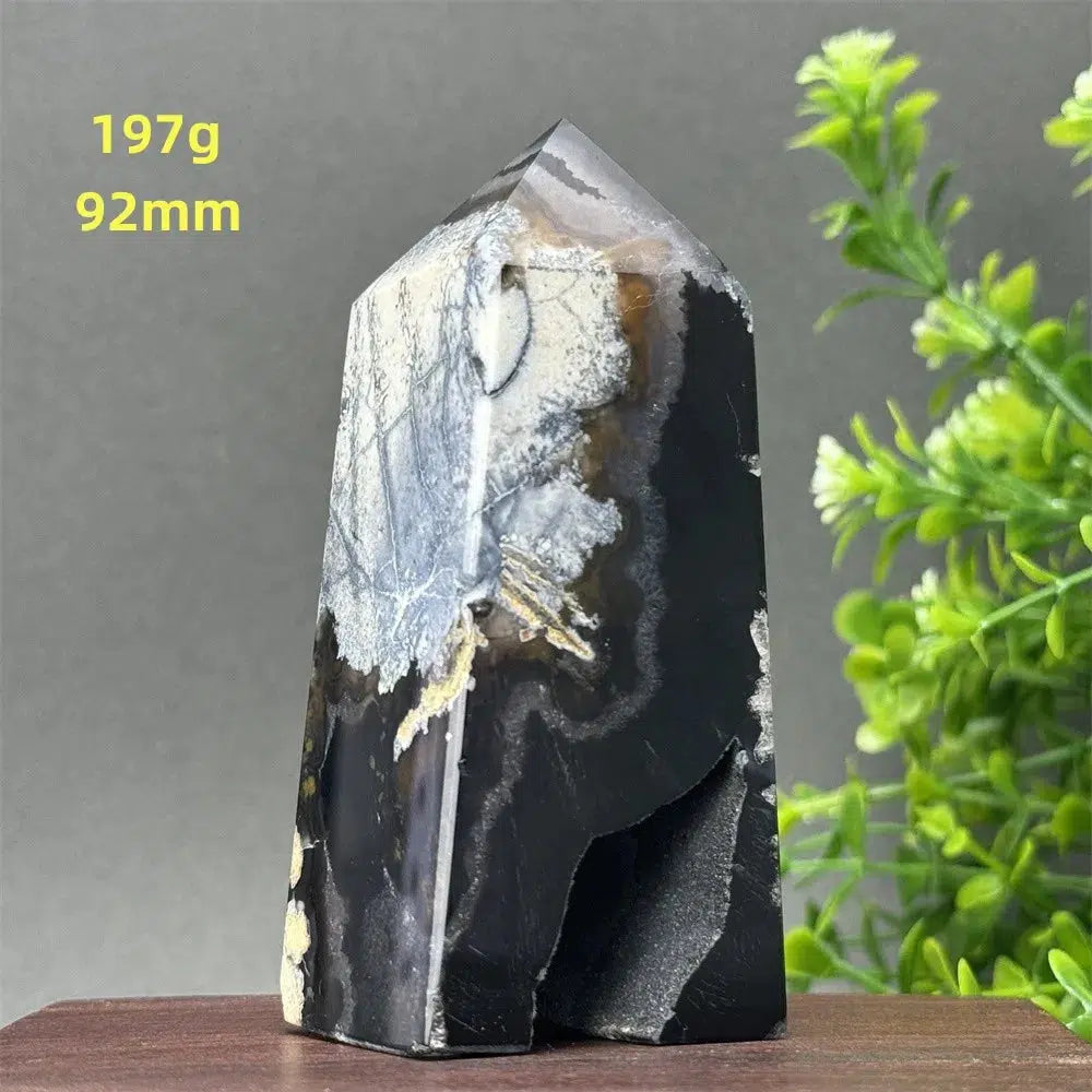 Black Agate Geode Obelisk