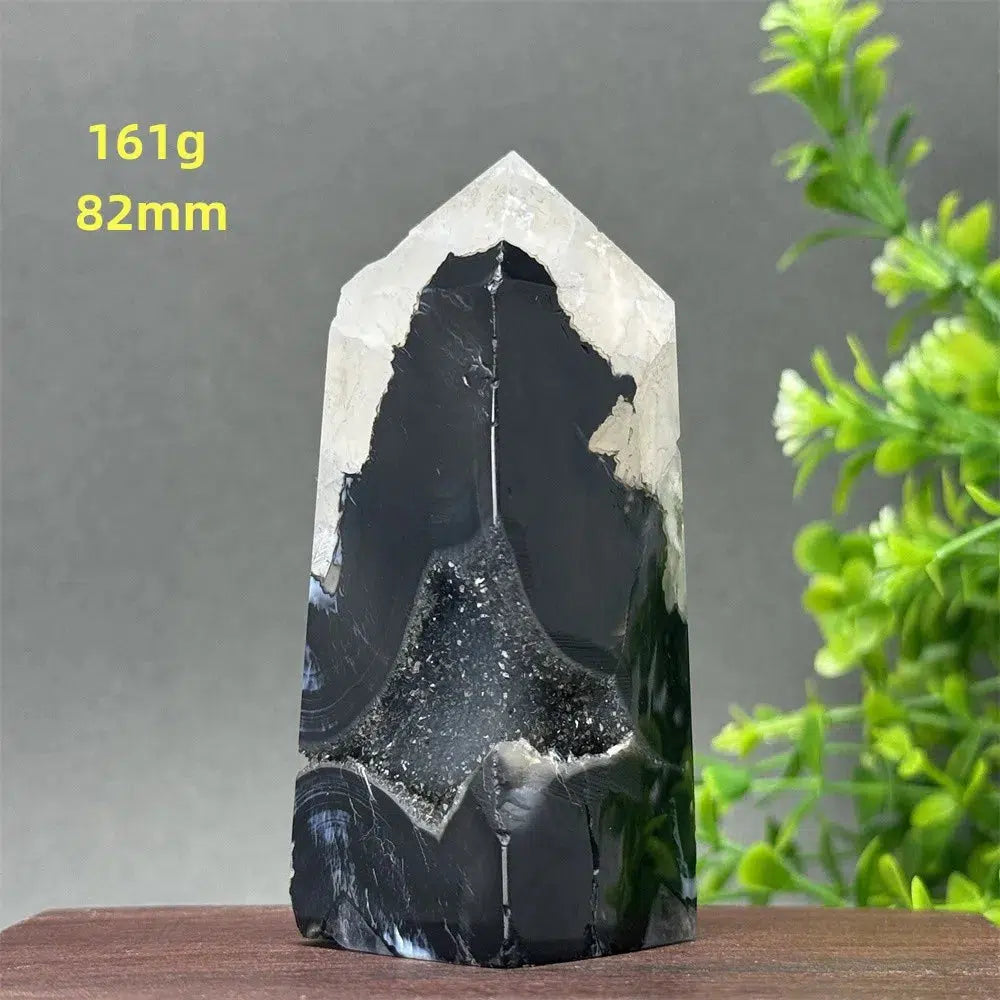 Black Agate Geode Obelisk