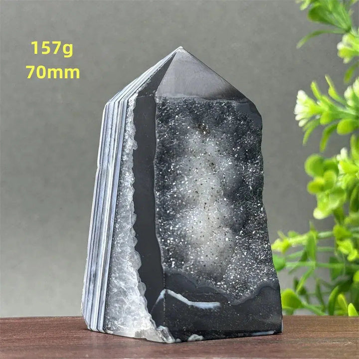 Black Agate Geode Obelisk